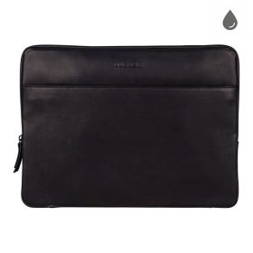 Burkely fekete zsebes bőr laptoptartó, 15,6"