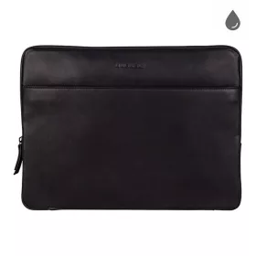Burkely fekete zsebes bőr laptoptartó, 15,6"