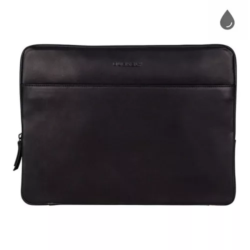 Burkely fekete zsebes bőr laptoptartó, 15,6"