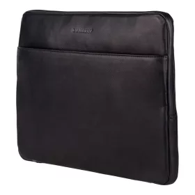 Burkely fekete zsebes bőr laptoptartó, 15,6"