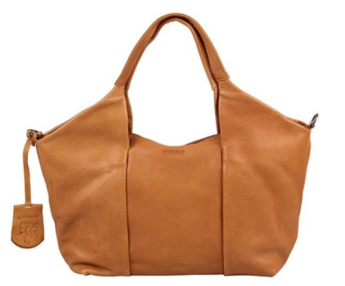 Burkely konyakbarna női bőr válltáska, tote bag, shopper 34 x 24 cm