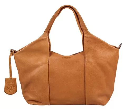 Burkely konyakbarna női bőr válltáska, tote bag, shopper 34 x 24 cm