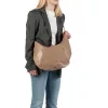 Burkely Just Jolie nagyméretű taupe női bőr válltáska 45 x 28 cm