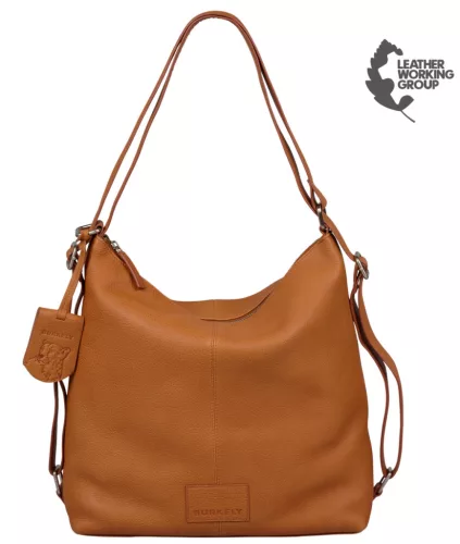 Burkely Soft Skylar konyak színű női bőr válltáska, hátizsák 31 × 31 cm