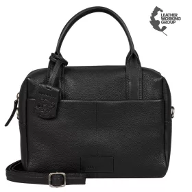   Burkely Soft Skylar fekete női bőr kézitáska, vállpánttal 24 x 21 x 10 cm