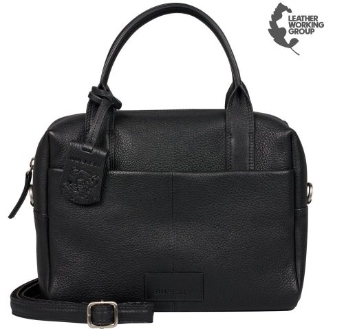 Burkely Soft Skylar fekete női bőr kézitáska, vállpánttal 24 x 21 x 10 cm