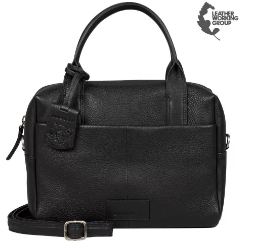 Burkely Soft Skylar fekete női bőr kézitáska, vállpánttal 24 x 21 x 10 cm