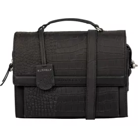   Burkely Casual Cayla fekete fedeles női bőr kézitáska, vállpánttal 25 x 19 cm