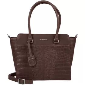   Burkely Cool Colbie sötétbarna kroko bőr válltáska 30 x 25 cm