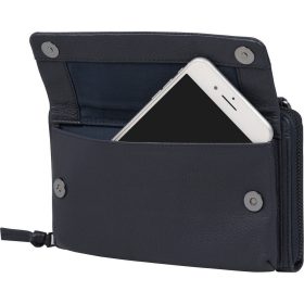   Burkely Lush Lucy sötétkék mobiltartós, vállraakasztható bőr pénztárca 20 x 11,5 cm