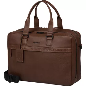   Burkely Minimal Mason konyakbarna dupla rekeszes bőr laptoptáska, aktatáska 15.6"  40 x 30 cm