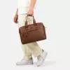 Burkely Minimal Mason konyakbarna dupla rekeszes bőr laptoptáska, aktatáska 15.6"  40 x 30 cm