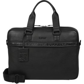   Burkely Minimal Mason fekete bőr laptoptáska 15.6"  40 x 28 cm