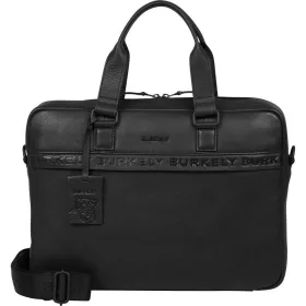   Burkely Minimal Mason fekete bőr laptoptáska 15.6"  40 x 28 cm