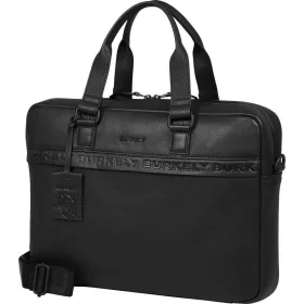   Burkely Minimal Mason fekete bőr laptoptáska 15.6"  40 x 28 cm