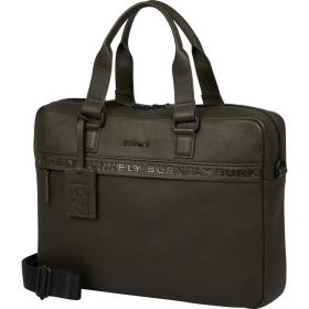   Burkely Minimal Mason sötétzöld bőr laptoptáska 15.6"  40 x 28 cm
