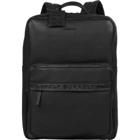   Burkely Minimal Manson fekete bőr hátizsák, laptoptartóval 15,6"  45 x 30 cm