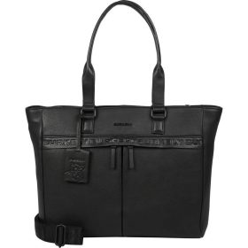   Burkely Minimal Maison női fekete bőr laptoptartós válltáska 15,6" 37 x 30 cm