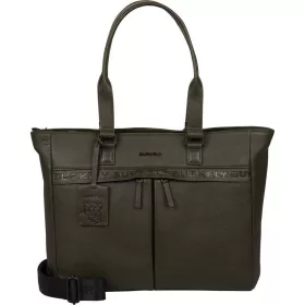   Burkely Minimal Maison sötétzöld női bőr laptoptartós válltáska 15,6" 37 x 30 cm