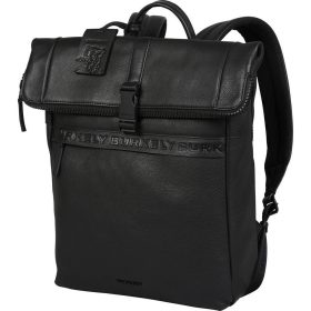   Burkely Minimal Manson Rolltop fekete bőr hátizsák, laptoptartóval 14"  37 x 29 cm