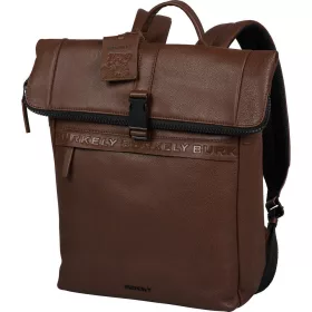   Burkely Minimal Manson Rolltop konyakbarna bőr hátizsák, laptoptartóval 14"  37 x 29 cm