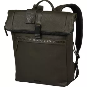   Burkely Minimal Manson Rolltop sötétzöld bőr hátizsák, laptoptartóval 14"  37 x 29 cm
