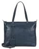 Burkely Natural Norah Workbag kék színű női bőr válltáska, kézitáska, laptop tartóval 14"