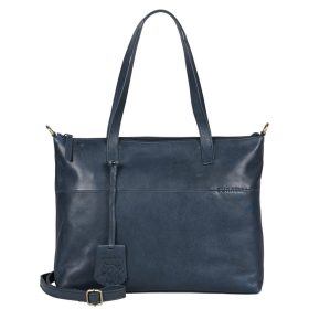   Burkely Natural Norah Workbag kék színű női bőr válltáska, kézitáska, laptop tartóval 14"
