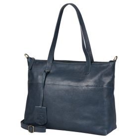   Burkely Natural Norah Workbag kék színű női bőr válltáska, kézitáska, laptop tartóval 14"