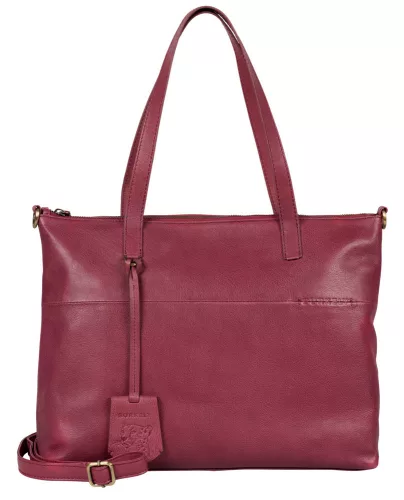 Burkely Natural Norah Workbag mályva színű női bőr válltáska, kézitáska, laptop tartóval 14"