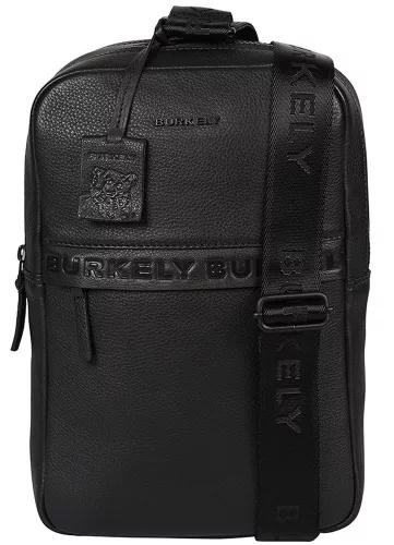Burkely Minimal Mason fekete, bőr övtáska, crossbody 31 x 20 cm