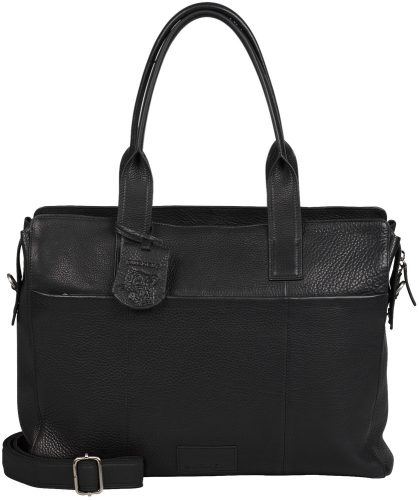 Burkely Soft Skylar fekete, női bőr laptoptáska, válltáska 15,6"