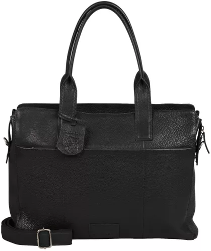 Burkely Soft Skylar fekete, női bőr laptoptáska, válltáska 15,6"