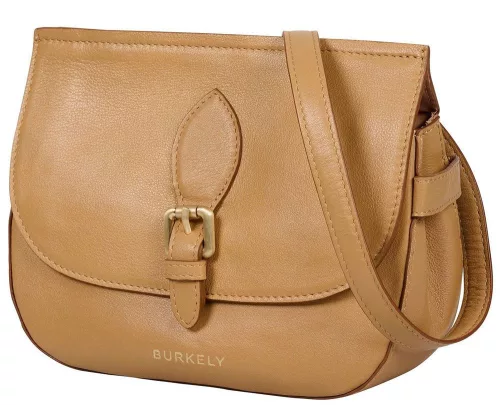 Burkely Demi mogyoróbarna női bőr válltáska, crossbody 20 × 12,5 × 8 cm