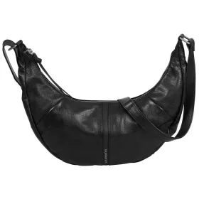   Burkely Nalan fekete ívelt női bőr válltáska, crossbody 40 × 18 × 8 cm