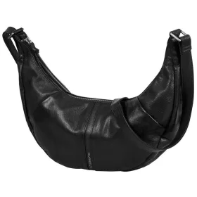   Burkely Nalan fekete ívelt női bőr válltáska, crossbody 40 × 18 × 8 cm