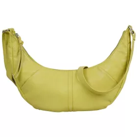   Burkely Nalan banánzöld, ívelt női bőr válltáska, crossbody 40 × 18 × 8 cm