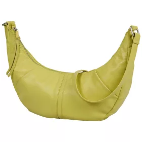   Burkely Nalan banánzöld, ívelt női bőr válltáska, crossbody 40 × 18 × 8 cm