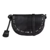 Burkely női fekete bőr oldaltáska, crossbody