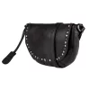 Burkely női fekete bőr oldaltáska, crossbody