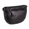 Burkely női fekete bőr oldaltáska, crossbody