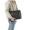 Burkely Bold Bobby Sleeve fekete bőr laptoptáska, oldaltáska 15.6"  39 x 28 cm