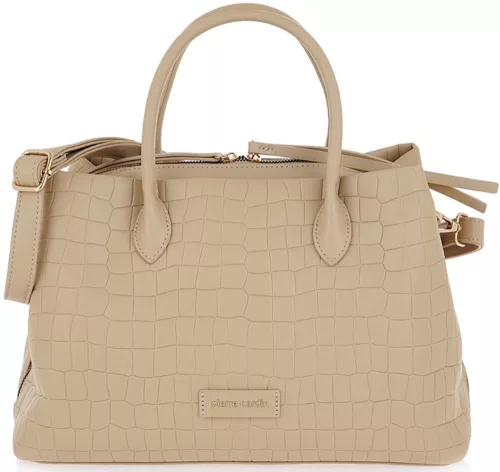Pierre Cardin bézs rostbőr női kézitáska, válltáska 33 x 24 x 13 cm
