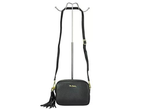 Pierre Cardin FRZ 1501 fekete női bőr váltáska, oldaltáska, crossbody 21 x 16 x 8 cm