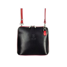  Barberinis 1702 fekete-piros női bőr válltáska, oldaltáska 17 x 16 x 8.5 cm