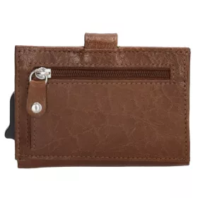   Hide & Stiches barna bőr pop-up mini pénztárca, kártyatartó 10 × 7 cm