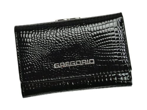 Gregorio GF117 fekete lakkbőr női pénztárca 12.5 x 8 x 3.5 cm
