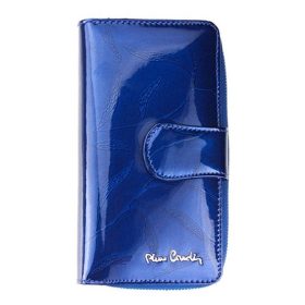   Pierre Cardin 02 LEAF 116 kék, levélmintás női bőr pénztárca 9,5 × 17 cm