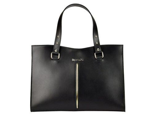 Patrizia 22-004 fekete női bőr válltáska 38.5 x 28 x 14 cm 
