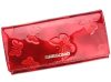 Gregorio BT-114 női lakkbőr pénztárca, piros pillangó mintás, 17,5 × 9,5 cm